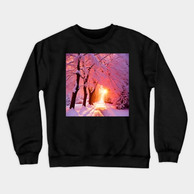 Hush II, A Pink And Lavender Winter Scene Crewneck Sweatshirt by LittleBean